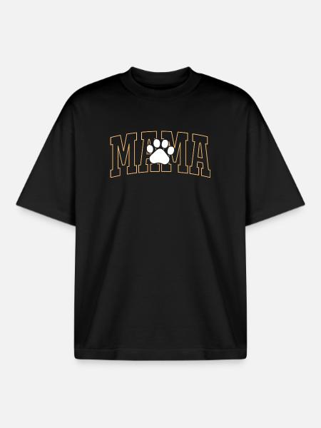 Mom with paw print - Boxy Heavyweight Unisex Organic T-Shirt by Stanley/Stella - black