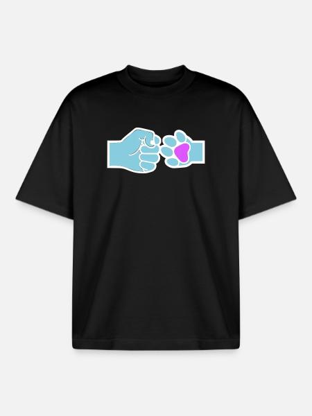 Faust Pfote Check Mensch Tier Team - Boxy Heavyweight Unisex Organic T-Shirt von Stanley/Stella - Schwarz