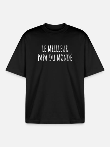 Meilleur Papa Monde - T-shirt unisexe boxy épais biologique Stanley/Stella - noir