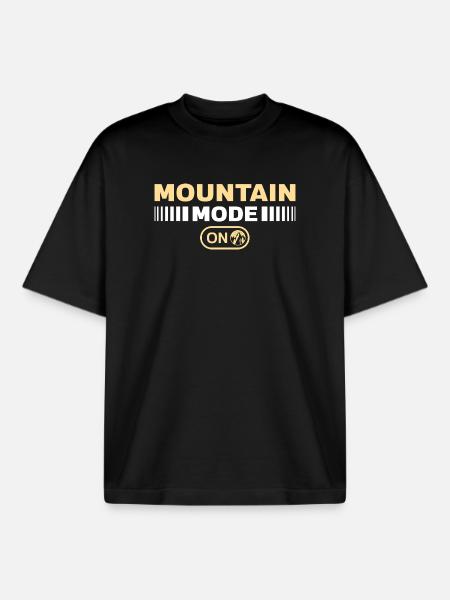 Mountain mode on Hiking Mountains Mountaineering - Boxy Heavyweight Unisex Organic T-Shirt by Stanley/Stella - black