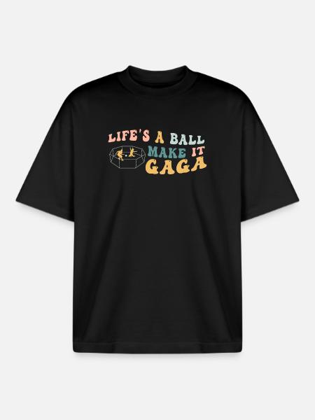 Life's A Ball Make It Gaga - Boxy Heavyweight Unisex Organic T-Shirt by Stanley/Stella - black