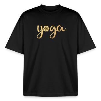 Meditation Quote Yoga Namaste om Flower of Life - Boxy Heavyweight Unisex Organic T-Shirt von Stanley/Stella - Schwarz - Vorne - AI Model Male 185 light (185cm) & AI Model Female 172 dark (172cm)