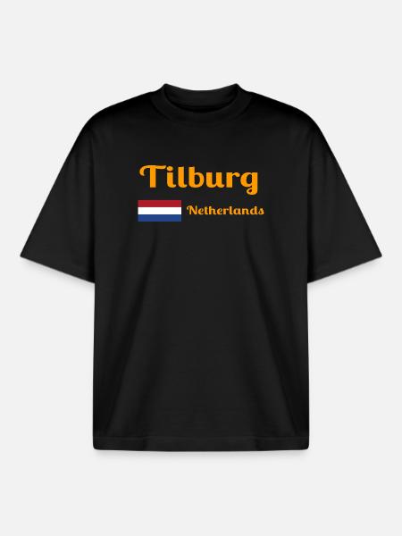 Tilburg, Netherlands- Stylish prints - Boxy Heavyweight Unisex Organic T-Shirt by Stanley/Stella - black
