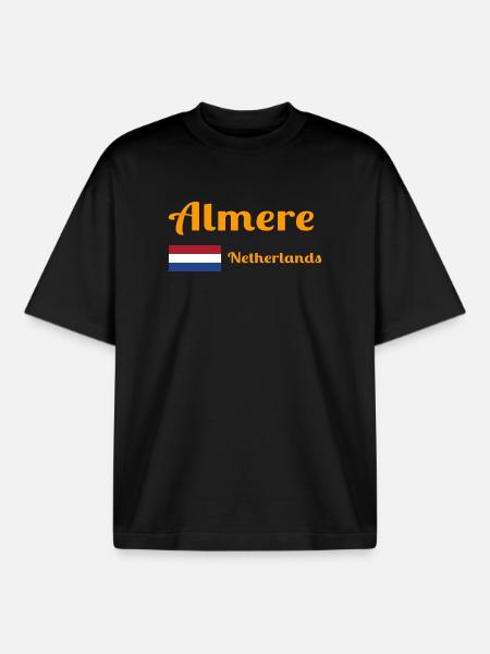 Almere Pays-Bas - Imprimés élégants - T-shirt unisexe boxy épais biologique Stanley/Stella - noir