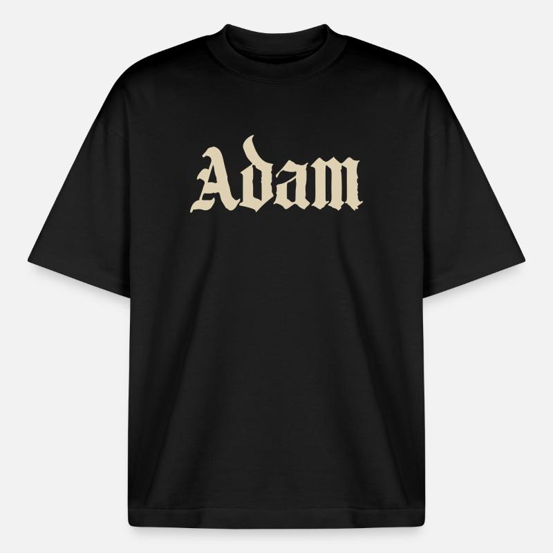 Adam Gothic Script Tee - Boxy Heavyweight Unisex Organic T-Shirt by Stanley/Stella - black