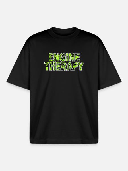 Car Tuning Motiv Engine Therapy Green - Boxy Heavyweight Unisex Organic T-Shirt by Stanley/Stella - black