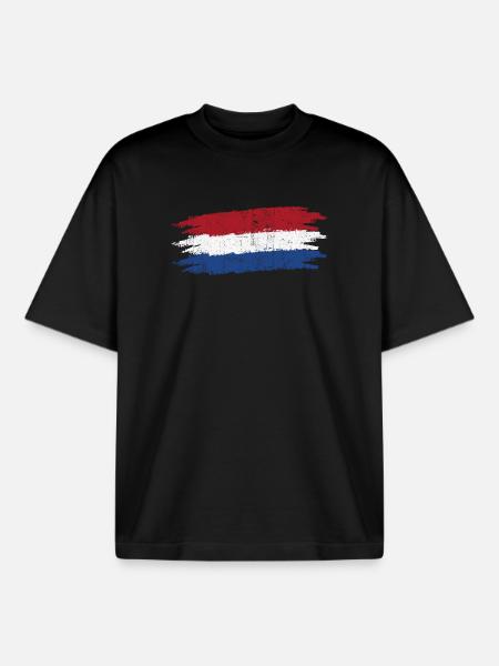 Dutch Flag Brush Strokes Tee - Boxy Heavyweight Unisex Organic T-Shirt by Stanley/Stella - black