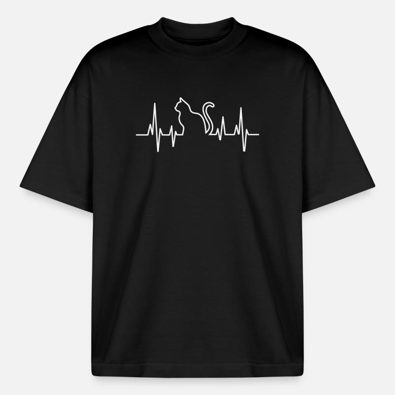 Katzenherz Pullover Design - Boxy Heavyweight Unisex Organic T-Shirt von Stanley/Stella - Schwarz