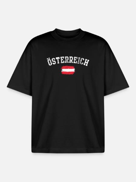 Österreich Brush Flag Emblem - Boxy Heavyweight Unisex Organic T-Shirt by Stanley/Stella - black