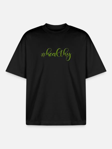 #healthy - Boxy Heavyweight Unisex Organic T-Shirt by Stanley/Stella - black