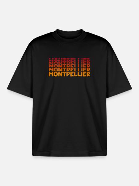 Montpellier Typography - Boxy Heavyweight Unisex Organic T-Shirt by Stanley/Stella - black