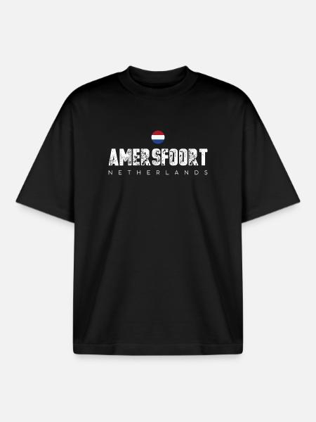 Amerfoort Netherlands Crest Tee - Boxy Heavyweight Unisex Organic T-Shirt by Stanley/Stella - black