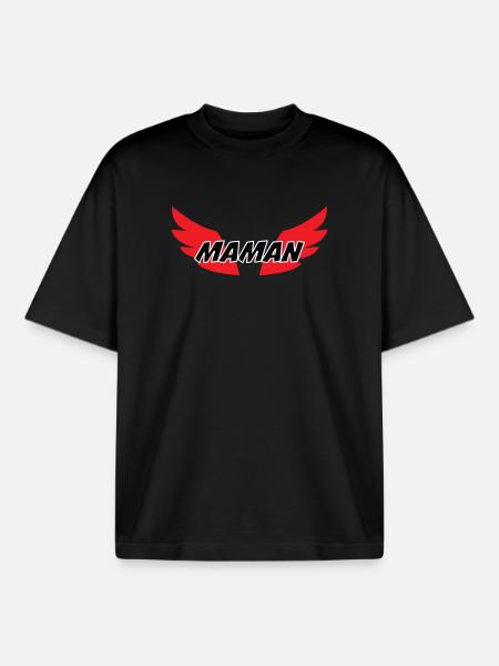 Maman d'Amour - Mother's Day - Boxy Heavyweight Unisex Organic T-Shirt by Stanley/Stella - black