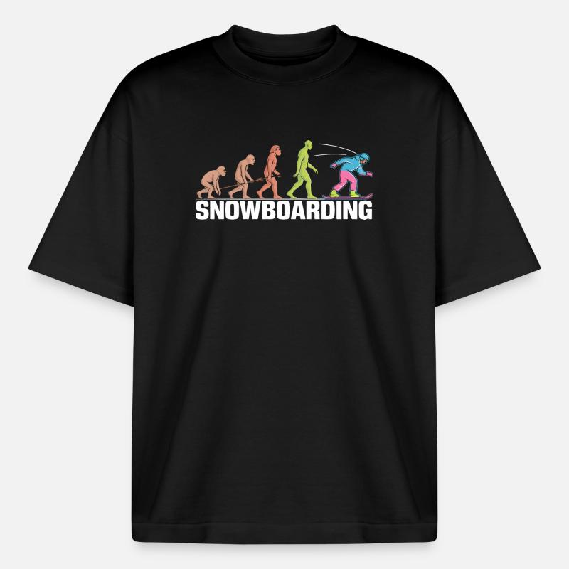 Die Evolution des Snowboard-Designs - Boxy Heavyweight Unisex Organic T-Shirt von Stanley/Stella - Schwarz