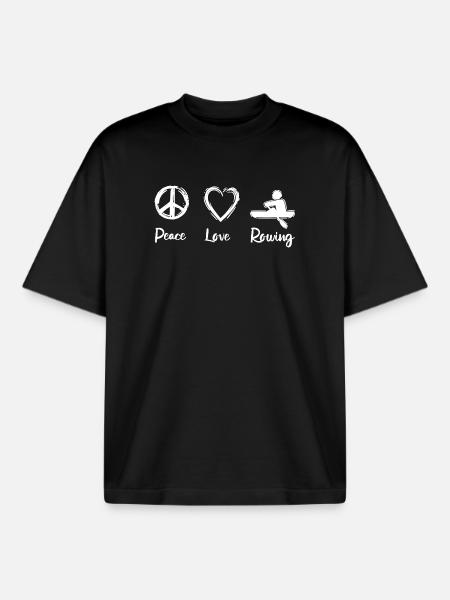 Peace Love Rowing - Boxy Heavyweight Unisex Organic T-Shirt by Stanley/Stella - black