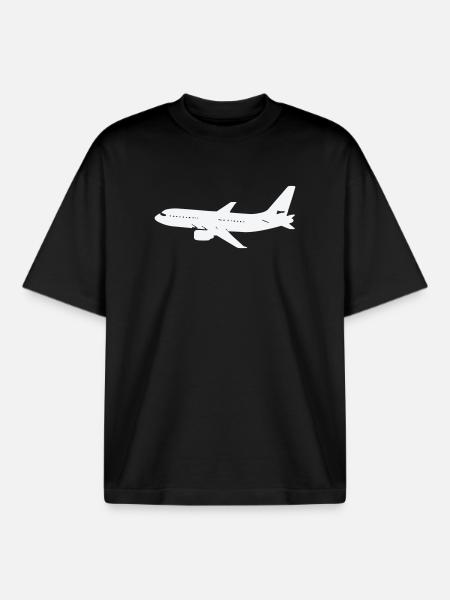 Airplane silhouette on white - Boxy Heavyweight Unisex Organic T-Shirt by Stanley/Stella - black