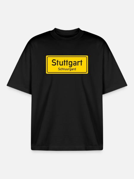 Stuttgart place name sign Germany - Boxy Heavyweight Unisex Organic T-Shirt by Stanley/Stella - black