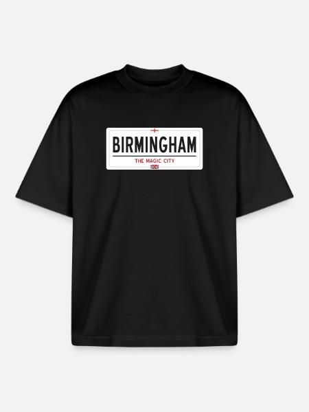 Birmingham place name sign - Boxy Heavyweight Unisex Organic T-Shirt by Stanley/Stella - black