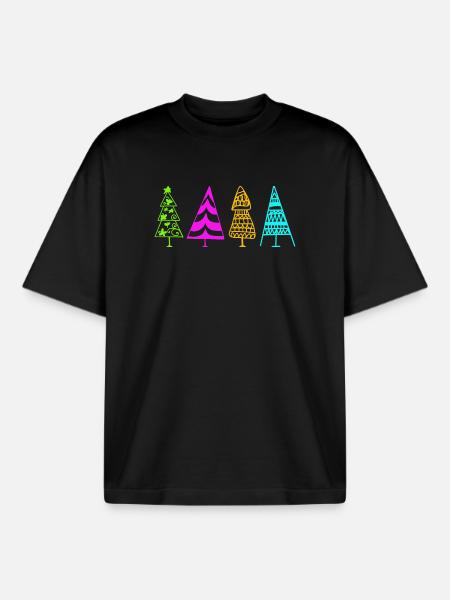 Bunte Weihnachtsbaum-Illustration - Boxy Heavyweight Unisex Organic T-Shirt von Stanley/Stella - Schwarz