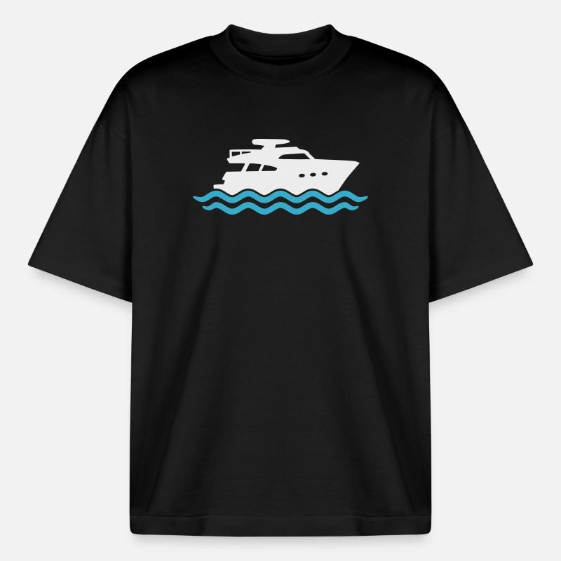 Yacht Silhouette Motorboot - Boxy Heavyweight Unisex Organic T-Shirt von Stanley/Stella - Schwarz