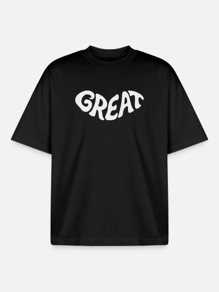 Great, Great Bubbel Word Design - Boxy Heavyweight Unisex Organic T-Shirt by Stanley/Stella - black