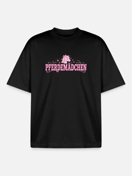 Pferdemädchen Glitzerpony - Boxy Heavyweight Unisex Organic T-Shirt von Stanley/Stella - Schwarz