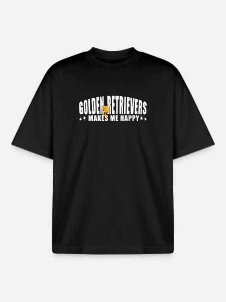 Golden Retrievers makes me happy - Boxy Heavyweight Unisex Organic T-Shirt by Stanley/Stella - black