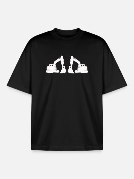Double Excavator Silhouette - Boxy Heavyweight Unisex Organic T-Shirt by Stanley/Stella - black