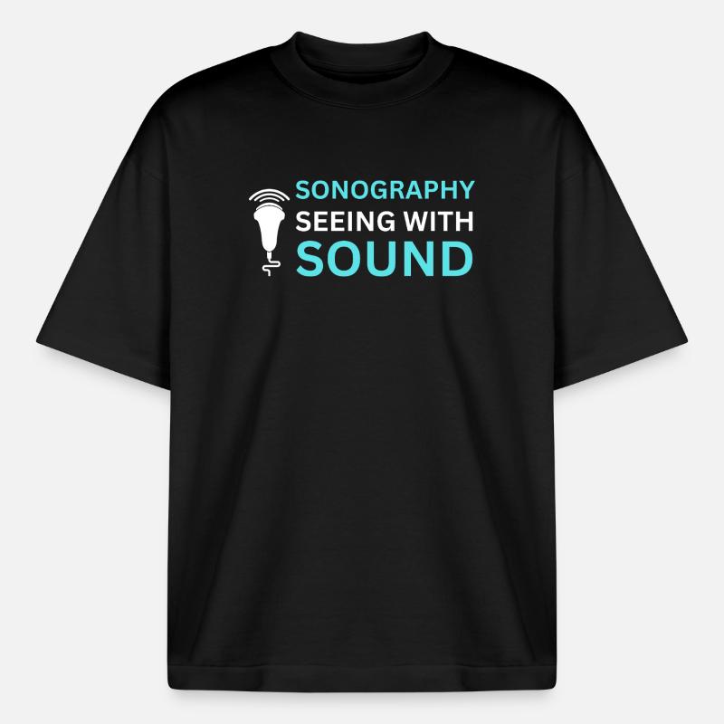 Échographie Son de Détection Échographiste - T-shirt unisexe boxy épais biologique Stanley/Stella - noir