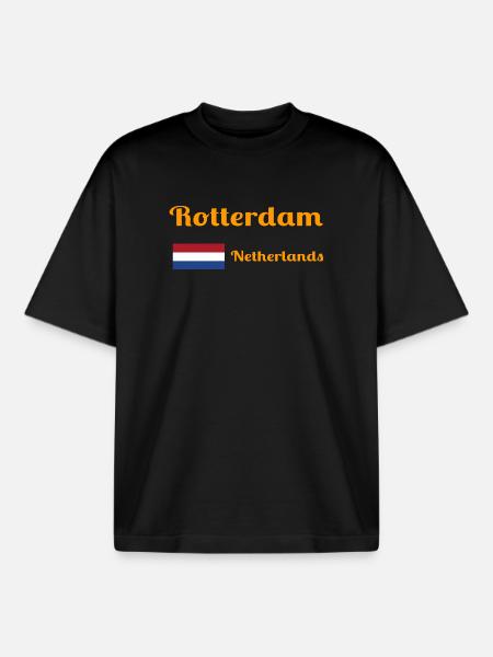 Rotterdam Netherlands- Stylish prints - Boxy Heavyweight Unisex Organic T-Shirt by Stanley/Stella - black
