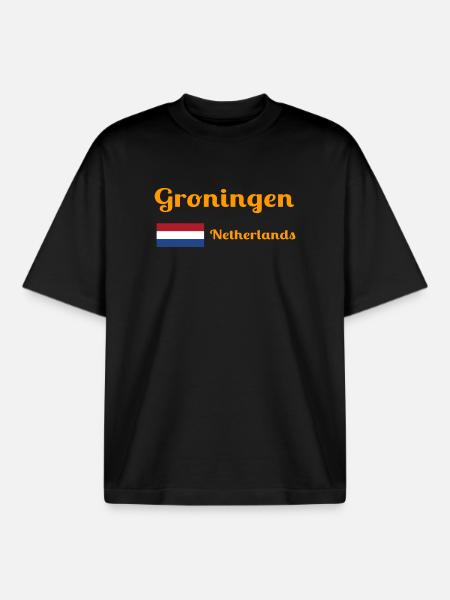 Groningen Netherlands - Stylish prints - Boxy Heavyweight Unisex Organic T-Shirt by Stanley/Stella - black