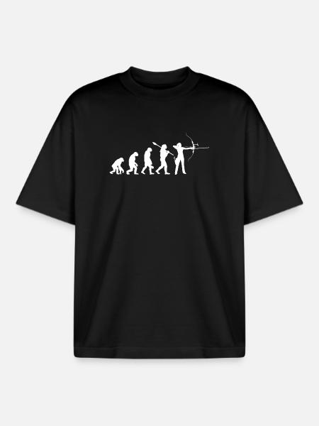 Evolution der Bogenschießfrau Bogenjägerin Sportgeschenk - Boxy Heavyweight Unisex Organic T-Shirt von Stanley/Stella - Schwarz