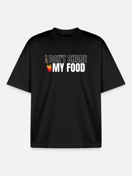 Teile mein Essen nicht - Boxy Heavyweight Unisex Organic T-Shirt von Stanley/Stella - Schwarz