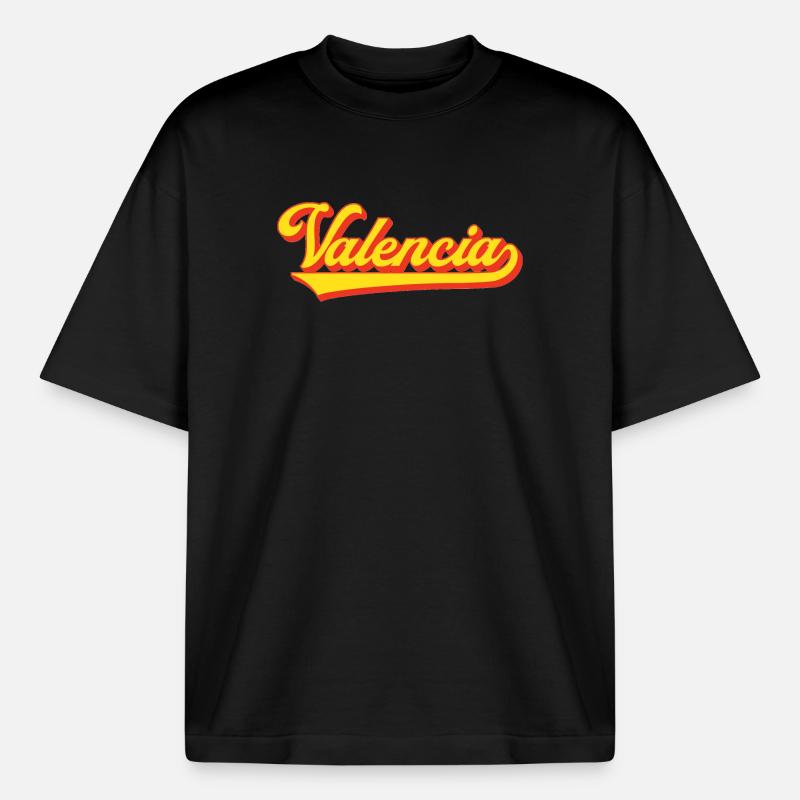 Valencia Script Logo - Heavyweight Boxy Unisex T-Shirt by Stanley/Stella - black