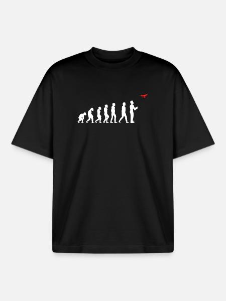 Evolution of Man Drone Pilot - Boxy Heavyweight Unisex Organic T-Shirt by Stanley/Stella - black