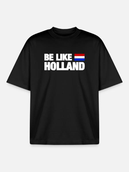 Holland Flag Design Motif - Boxy Heavyweight Unisex Organic T-Shirt by Stanley/Stella - black
