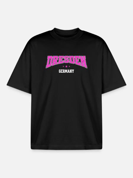 Dresden Germany Pink College Design - Boxy Heavyweight Unisex Organic T-Shirt von Stanley/Stella - Schwarz