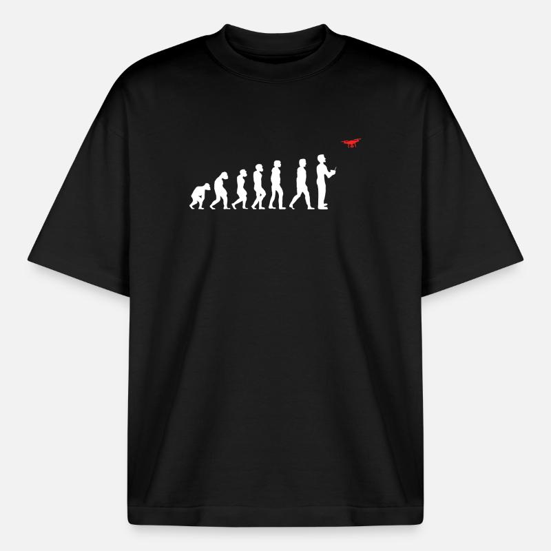 Evolution Drone Retro Heartbeat - Boxy Heavyweight Unisex Organic T-Shirt by Stanley/Stella - black