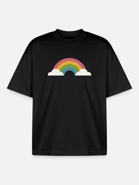 Rainbow and clouds - Boxy Heavyweight Unisex Organic T-Shirt by Stanley/Stella - black
