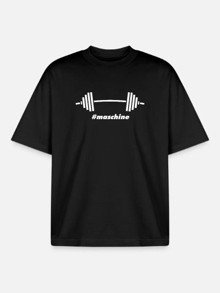 #Maschine: Power, Weights & Fitness - Boxy Heavyweight Unisex Organic T-Shirt by Stanley/Stella - black