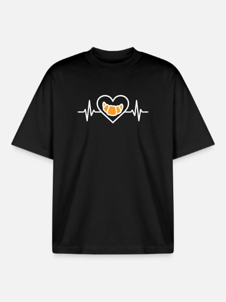 Croissant Coeur Gourmet Breakfast - Boxy Heavyweight Unisex Organic T-Shirt by Stanley/Stella - black