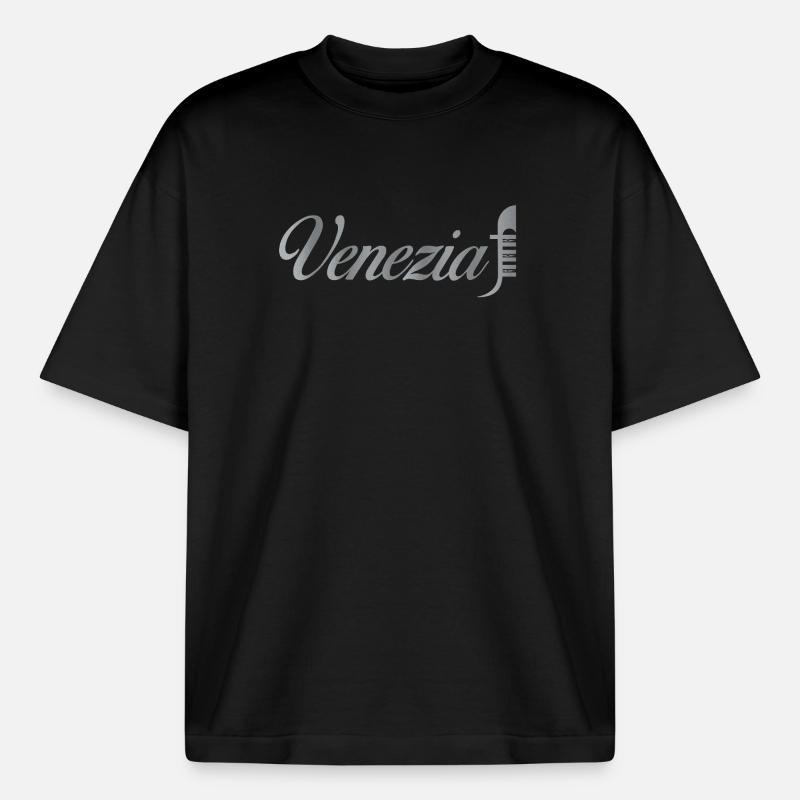 Venezia Script Metallic - Heavyweight Boxy Unisex T-Shirt by Stanley/Stella - black