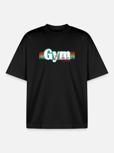 Gym Time – Inga ursäkter Fitness Design Fitnessstudio - Unisex boxy heavyweight ekologisk T-shirt Stanley/Stella - svart