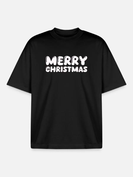 Cuddly Merry Christmas lettering - Boxy Heavyweight Unisex Organic T-Shirt by Stanley/Stella - black