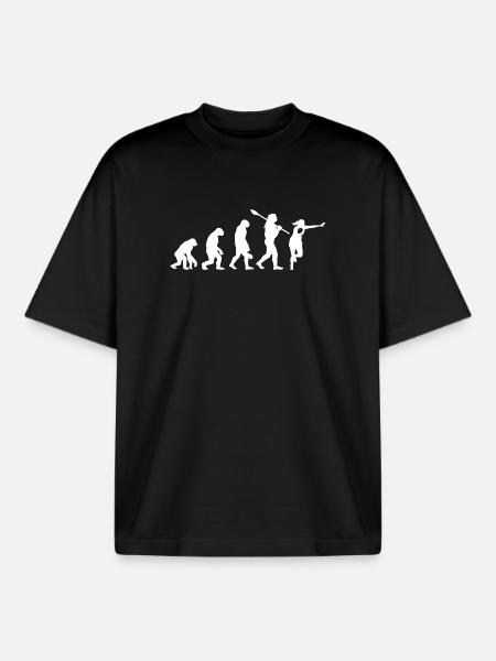 Evolution Of Man Rugby Player Silhouette - Boxy Heavyweight Unisex Organic T-Shirt by Stanley/Stella - black