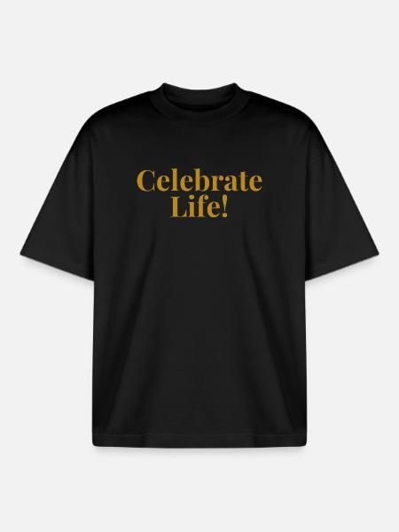 Celebrate Life - Boxy Heavyweight Unisex Organic T-Shirt by Stanley/Stella - black