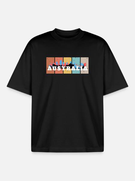 Australia Skyline Panels - Boxy Heavyweight Unisex Organic T-Shirt by Stanley/Stella - black