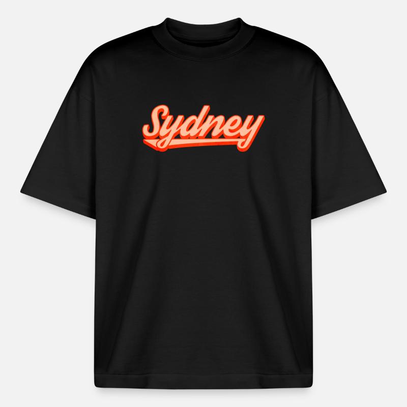 Logo du script rétro de Sydney - T-shirt unisexe boxy épais biologique Stanley/Stella - noir