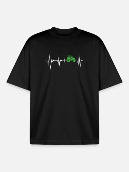 Heartbeat Tractor Builder - Boxy Heavyweight Unisex Organic T-Shirt by Stanley/Stella - black