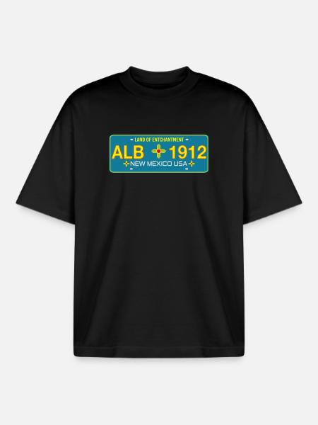 New Mexico Nummernschild Albuquerque - Boxy Heavyweight Unisex Organic T-Shirt von Stanley/Stella - Schwarz